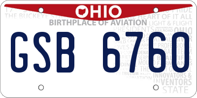 OH license plate GSB6760