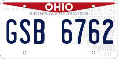 OH license plate GSB6762