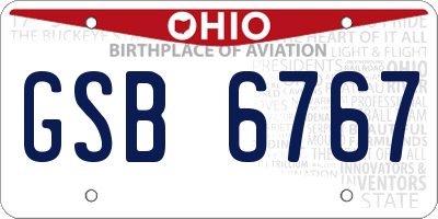 OH license plate GSB6767