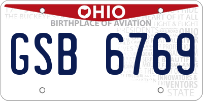 OH license plate GSB6769