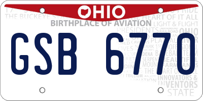 OH license plate GSB6770