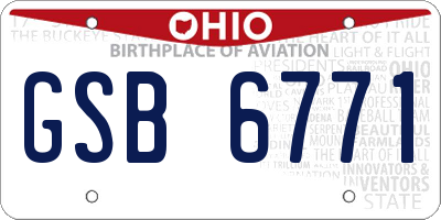 OH license plate GSB6771