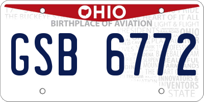 OH license plate GSB6772