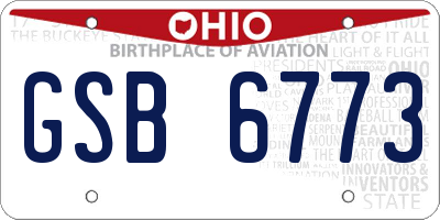 OH license plate GSB6773