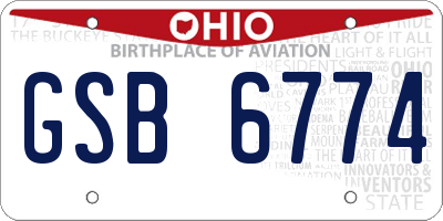 OH license plate GSB6774