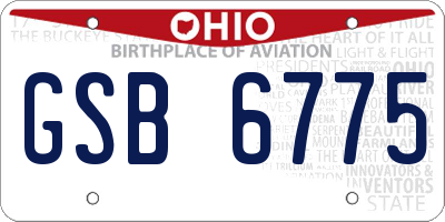 OH license plate GSB6775