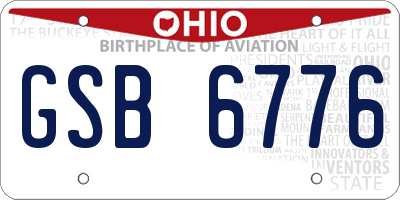 OH license plate GSB6776