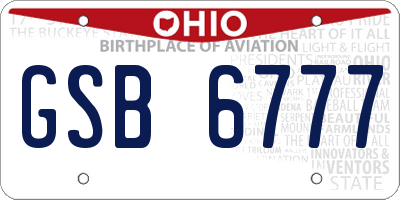 OH license plate GSB6777