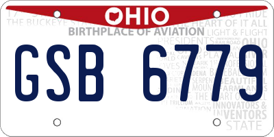 OH license plate GSB6779