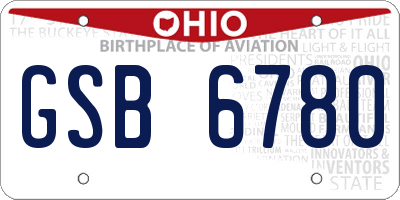 OH license plate GSB6780