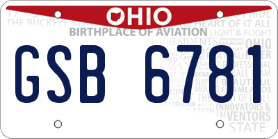 OH license plate GSB6781