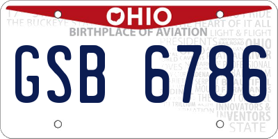 OH license plate GSB6786