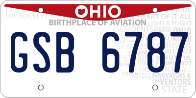 OH license plate GSB6787