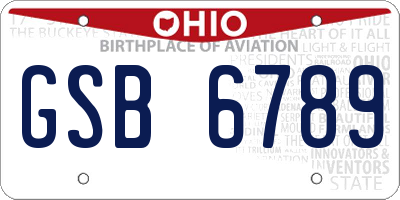 OH license plate GSB6789