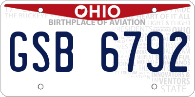 OH license plate GSB6792