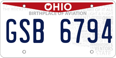 OH license plate GSB6794