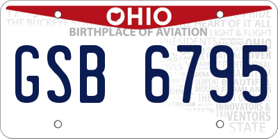 OH license plate GSB6795