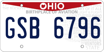 OH license plate GSB6796