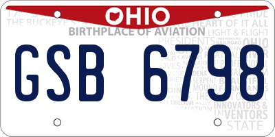 OH license plate GSB6798