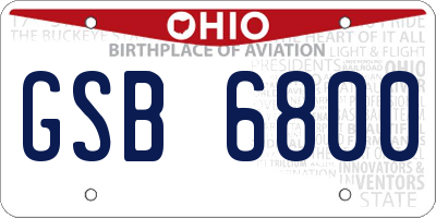 OH license plate GSB6800