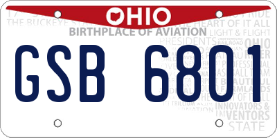 OH license plate GSB6801