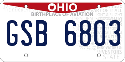 OH license plate GSB6803