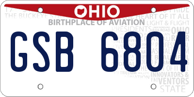 OH license plate GSB6804