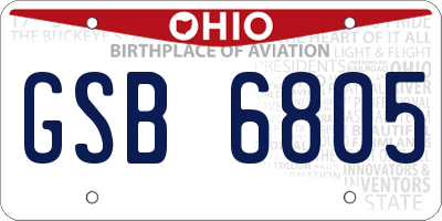 OH license plate GSB6805