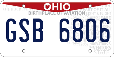 OH license plate GSB6806