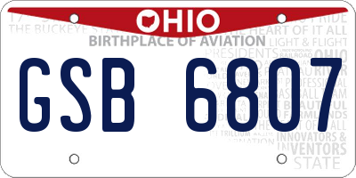 OH license plate GSB6807