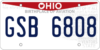 OH license plate GSB6808