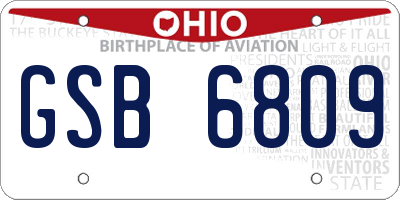 OH license plate GSB6809