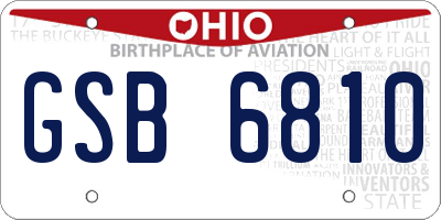 OH license plate GSB6810