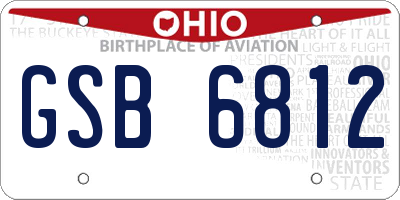 OH license plate GSB6812