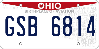 OH license plate GSB6814