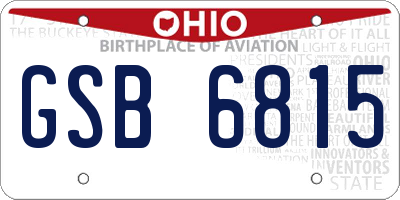 OH license plate GSB6815