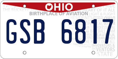 OH license plate GSB6817