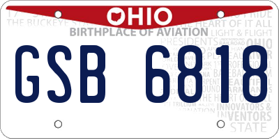 OH license plate GSB6818