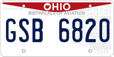 OH license plate GSB6820