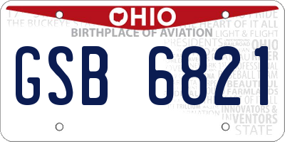 OH license plate GSB6821