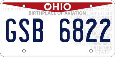 OH license plate GSB6822