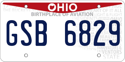 OH license plate GSB6829