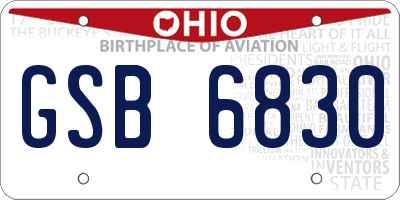 OH license plate GSB6830