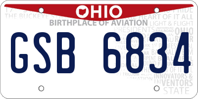 OH license plate GSB6834