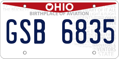 OH license plate GSB6835