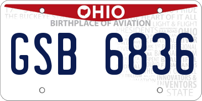 OH license plate GSB6836