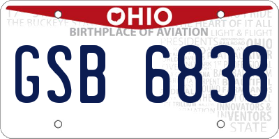 OH license plate GSB6838