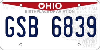 OH license plate GSB6839