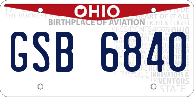 OH license plate GSB6840