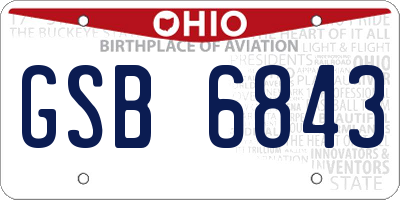 OH license plate GSB6843